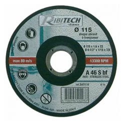 RIBIMEX Ribitech - Disque Abrasif Ø115 Tronçonner Inox Plat 115X1,6X22,2