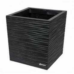 RIBIMEX Pot à Fleurs Carré En Caoutchouc, 34x34cm, Hauteur 36cm, Coloris Ardoise