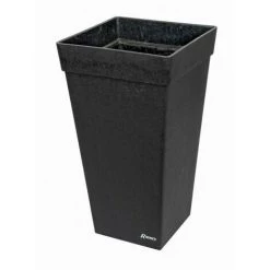 RIBIMEX Pot à Fleurs Carré En Caoutchouc, 28x28cm, Hauteur 50cm, Coloris Ardoise