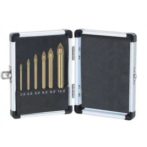 RIBIMEX Lot De 6 Forêts à Ailettes Pour Verre, Céramique, Miroir En Valisette 3 RIBIMEX Lot De 6 Forêts à Ailettes Pour Verre, Céramique, Miroir En Valisette